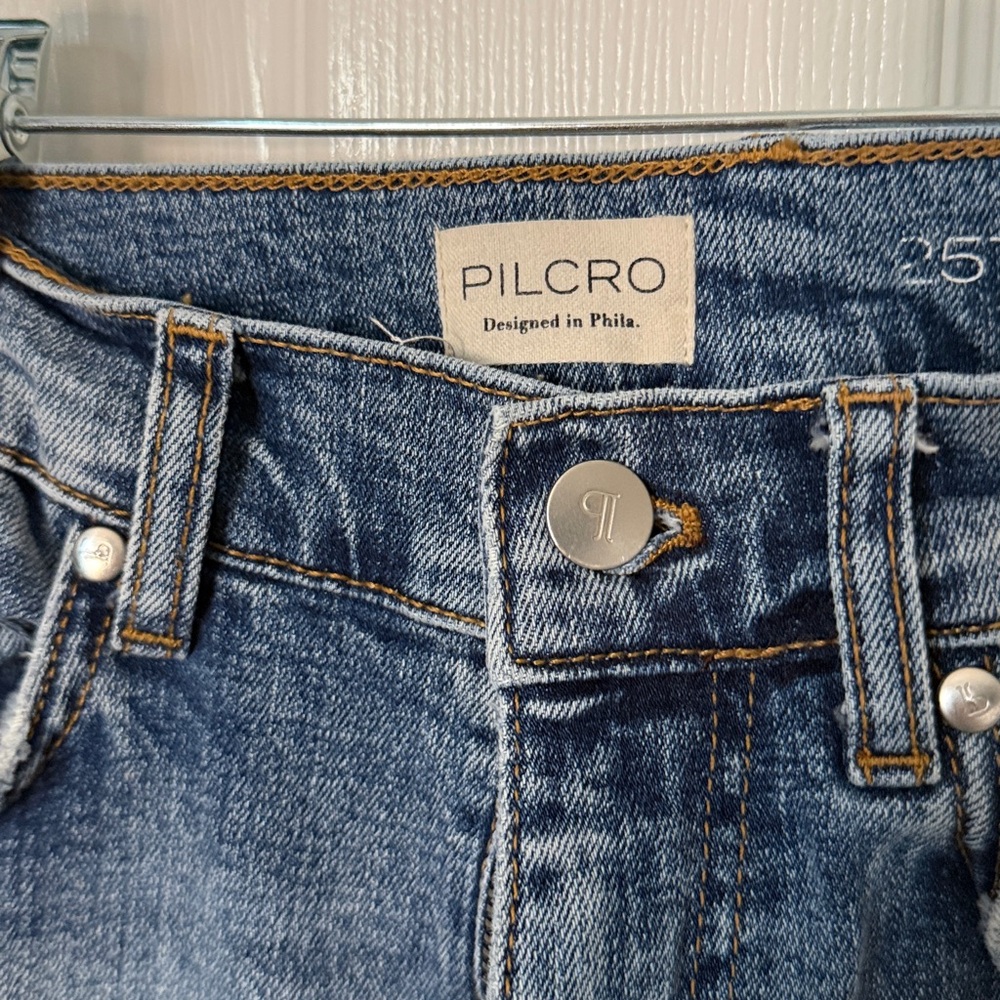 Pilcro Two-Tone Blue Flare Jeans - Picture 2 of 6